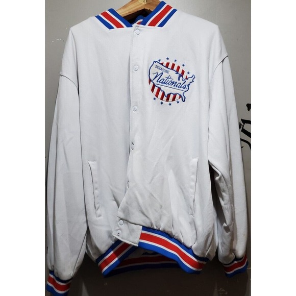 Rare White Hardwood Classic 1949 Syracuse Nationals Jacket 2XL